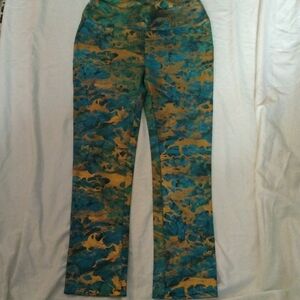 Soft Surroundings Blue and Green Splash Paint Pants.